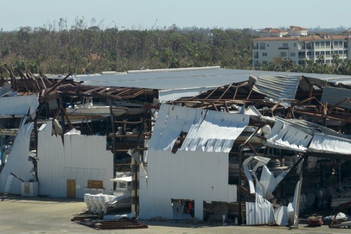 A warehouse damaged by hurricane
