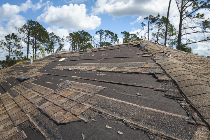 A damaged roof