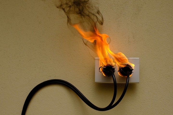 An outlet on fire