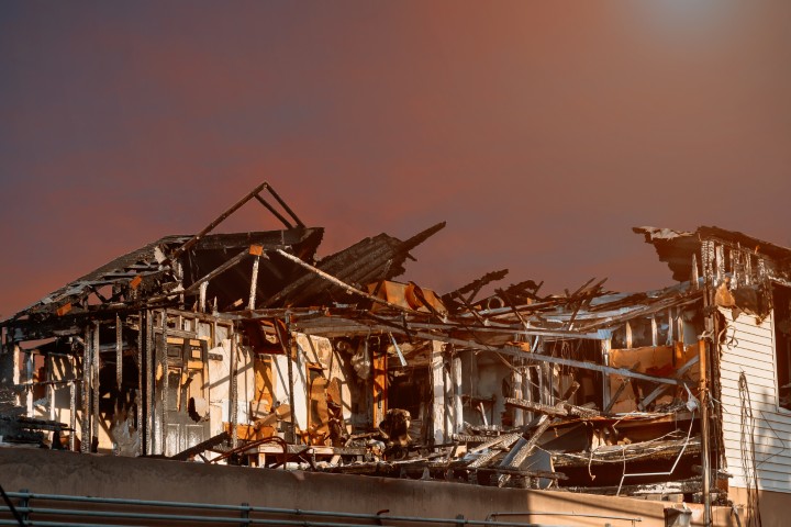 A house left uninhabitable due to fire damage