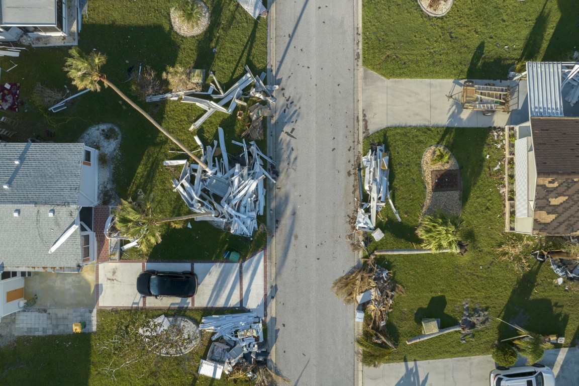 Homes damaged by a storm