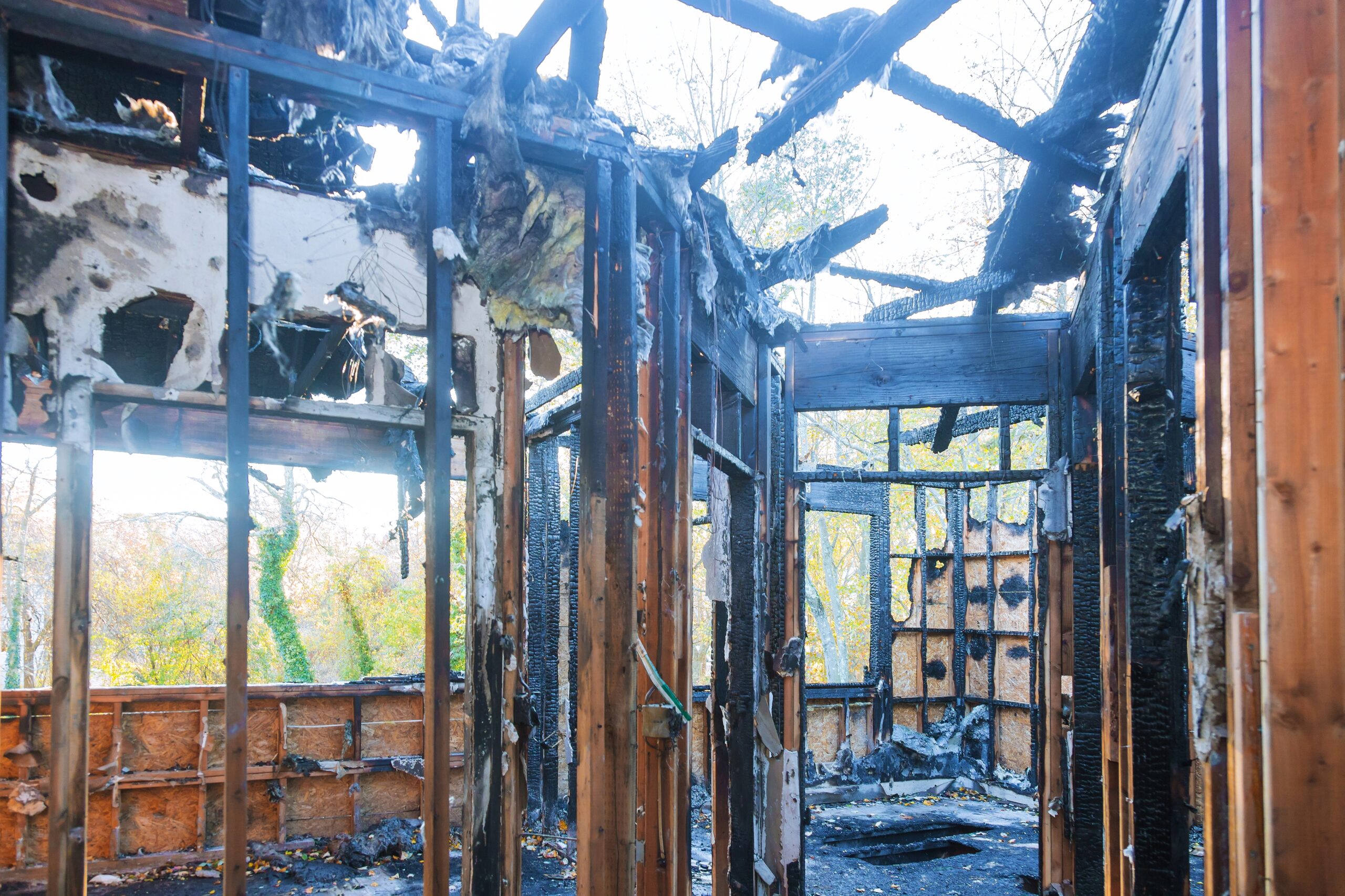 A house after a severe fire