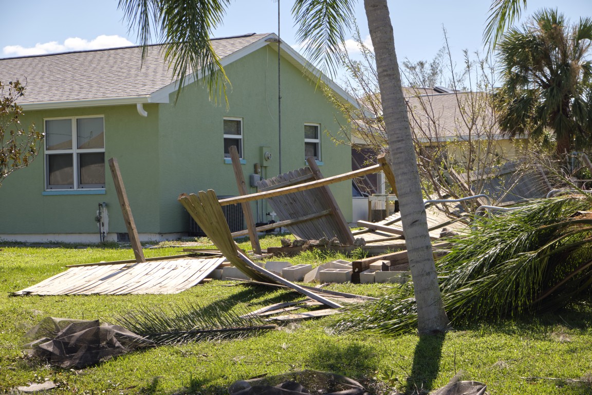 A damaged home after a storm